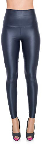 FUTURO FASHION Sexig blank våt look och matt full längd leggings hög midja latex konstläder LTPNL, Marinblått Xsp, 46 SE