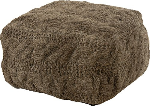 korb.outlet Hocker aus natürlicher Wolle/Sitzwürfel, handgewebt 55x55x35cm - Stein (006)