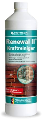 HOTREGA Renewal II Kraftreiniger 1 L | Steinreiniger & Fassadenreiniger | Terrassenreiniger Konzentrat | Naturstein reiniger | Rostentferner Stein | Klinker, Fliesen, Außenbereiche