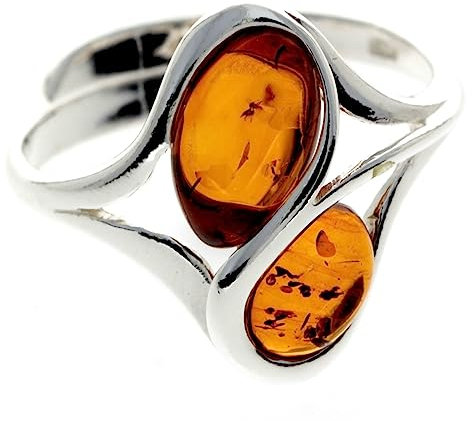 SilverAmber Damen - Ring Sterling - Silber 925 mit Bernstein M405A Individuell Einstellbar