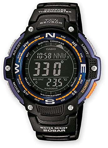 Casio Orologio da uomo SGW-100-2BCF con doppio sensore digitale al quarzo nero, Blu/nero., 3T, Digitale, Smart Watch