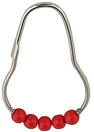 RIDDER Metallduschvorhangringe Villach mit Rollen Chrom-rot 4x7 cm