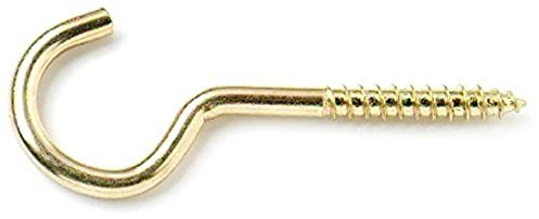 Merriway BH03578 100 mm Stahl-Schraubhaken vermessingt, Weiß, 4 Stück