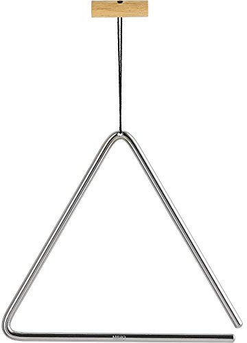 Nino Percussion Triangel mit Schlägel – Groß – Musikinstrument für Kinder ab 4 Jahren – Stahl und Holz, Natur (NINO552)