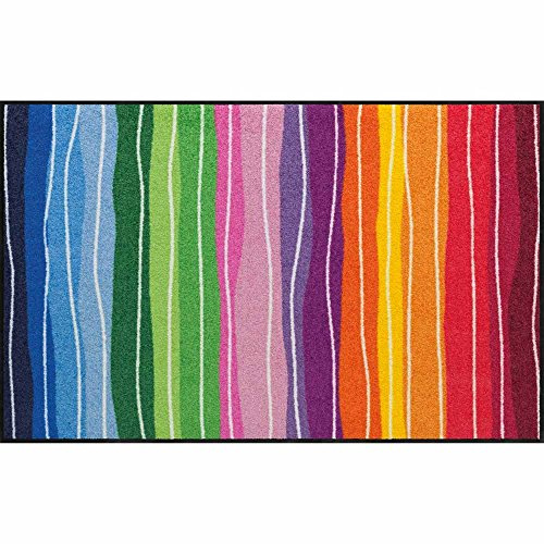 Salonloewe Fußmatte waschbar Pure Style Wavy Lines Bunt 75x120 cm Läufer Wohn-Teppich Wellen rutschfest