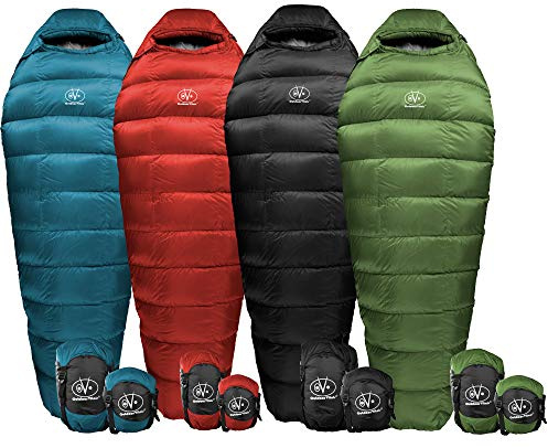 Summit Down Sleeping Bag 30 Degree (30°F) 800+ Fill Power Water Resistent Under 2lbs Ultralight Backpacking Mummy Sleeping Bag for Hiking Hunting Survival & Camping By Outdoor Vitals