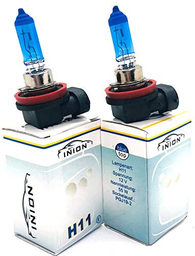 NION Satz - 2x Stück H11 55W PGJ19-2 12Volt UV-Kristallglas mit GAS - XENON OPTIK Halogen Lampen Long Life Birnen Super White