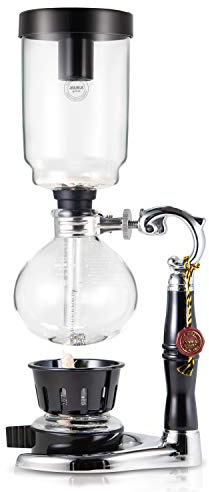 YAMA Glass 3 Cup Tabletop Siphon Gravity Coffee Maker with Alcohol Burner