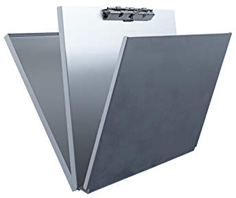 Läufer 00170 A-Holder Klemmbrett auf Formularhalter, mit Fach und Zwischenlage, oben öffnend, gezahnte Klemme, für DIN A4, robustes aluminum, Silber