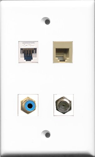 RiteAV Koaxialkabel, 1 Anschluss, RJ11, RJ12, Beige, 1 Anschluss, Cat5e, Ethernet, Weiß