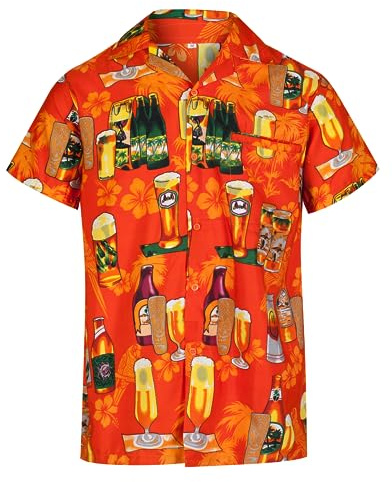 REDSTAR Chemise Hawaienne Homme - Déguisement hawaïen Humoristiques Chemise Homme Manches Courtes avec Boutons - Accessoires d'enterrement de Vie de garçon ou Chemises de Vacances pour Hommes