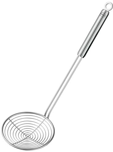 Rösle Seihlöffel, Hochwertiger Abseihlöffel mit Rundgriff, 14 cm, Edelstahl 18/10, Spülmaschinengeeignet, Silberfarben, Silber