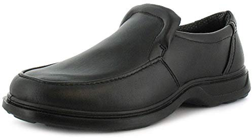 Comfisole Robin Mens Smart Shoes - Slip-On Smart Wide Fit Black School Shoe & Work Shoe. Comfortable Casual Lightweight Wide Fit Shoes for Men UK Black 12 UK