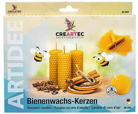 Artidee CREARTEC - Bienenwachs Kerzen Set - perfektes Set zum Herstellen von Bienenwachs Kerzen - für die Kerzenherstellung - Made in Germany