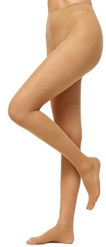 Endast passformen i form 40 DEN starka stödeffekt, halvogenomskinliga fina strumpbyxor, silkeslent matt utseende avlastar benen komfortlinning kvinnor, Mandel, 44-48