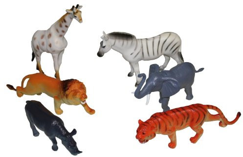 Idena 4329901 - Spielfigurenset mit 6 Zootieren, aus Kunststoff, jeweils ca. 15 cm groß, Spielspaß für die Badewanne, den Sandkasten, im Kindergarten und Kinderzimmer