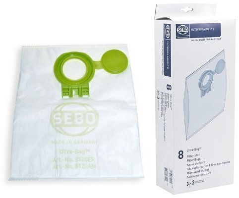SEBO D2 Airbelt UltraBag Vacuum Cleaner Dust Bags (Pack of 8)