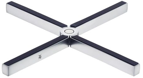 WMF MisterX Topfuntersetzer Edelstahl klappbar 19 x 19 cm, Topf Untersetzer-Set Cromargan Edelstahl mattiert, Silikonauflage, Untersetzer Topf platzsparend