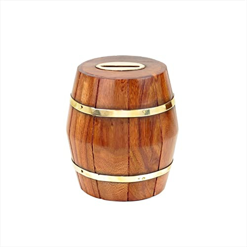 Tirelire Baril en Bois Nautique - Décoration de Maison de Pirate - Nagina International