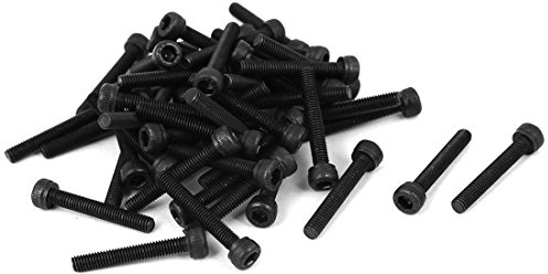 sourcing map 50pcs M3 x 20 mm Vis à Tête Cylindrique à Six Pans Creux Tête Hexagonale Boulon Filetage complet Noir