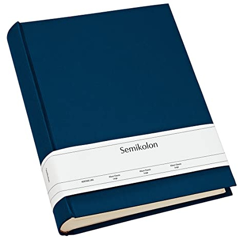 Semikolon 351022 Foto-Album Classic Large - 24,5 x 30,5 cm - 130 Seiten cremefarben, für 260 Fotos - marine dunkel-blau