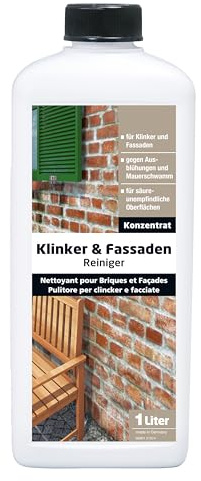Wepos Klinker und Fassaden Reiniger 1 L | Konzentrat | gegen Ausblühungen | für säure unempflindliche Oberflächen