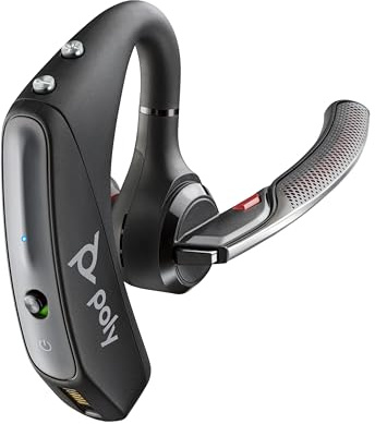 Poly Voyager 5200 Wireless Headset (Plantronics) - Single-Ear Bluetooth Headset w/Noise-Canceling Mic - Ergonomic Design - Voice Controls - Lightweight - Connect to Mobile/Tablet via Bluetooth
