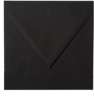 Paper24 25 Briefumschläge 15x15 cm, Kuvert 150x150 quadratisch, 120 g/m² ohne Fenster feuchtklebend für Hochzeitskarten (20 Schwarz)