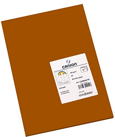 Canson Iris Vivaldi, Papel de dibujo de color, Suave, 185gsm, Hoja, A4-21x29,7cm, Chocolate