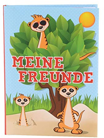 goldbuch Freundebuch, Erdmännchen, A5, 72 illustrierte Seiten, Kunstdruck laminiert, Grün/Blau, 43029