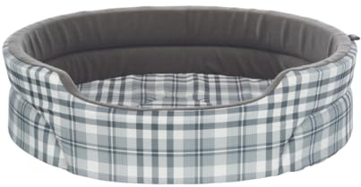 TRIXIE Hundebett Lucky 55 × 45 cm in grau/weiß - gemütliches Hundekissen mit Baumwoll-Optik - Hundekorb für mittelgroße Hunde - rutschfest - 37022