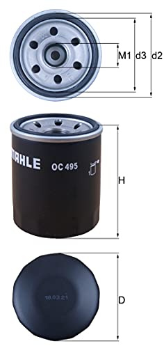 MAHLE OC 495 Ölfilter - für Mitsubishi Colt VI (Z3A, Z2A), u.a. | Kompatibel mit: MITSUBISHI COLT CZC VI Cabriolet, COLT VI, LANCER VIII, LANCER VIII Sportback, SMART FORFOUR