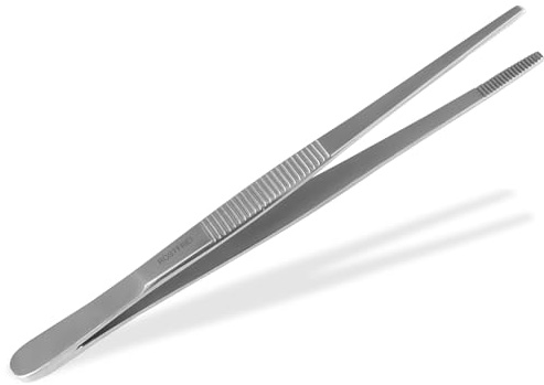 Gerade Pinzette 12,5 cm mit Innenzahnung aus rostfreiem Edelstahl | Universalpinzette mit präzisen Spitzen, sehr hochwertige und langlebige Hobbypinzette mit sicherem Halt bei der Anwendung