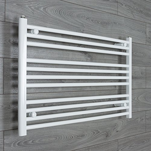 Companyblue 1000mm wide x 600mm high Heated Towel Rail Straight Flat White Bathroom Warmer Radiator Rack Central Heating