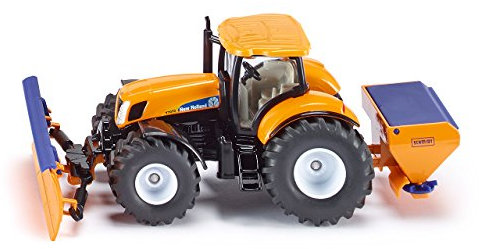 siku 2940, Traktor mit Räumschild und Streuer, Winterdienst, 1:50, Metall/Kunststoff, Orange/Blau, Abnehmbare Anbaugeräte