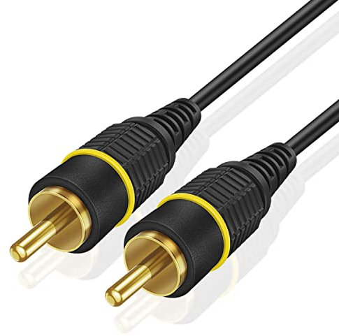 TNP Subwoofer S/PDIF Audio Digital Coaxial Composite Video Cable (25 Feet) - Gold Plated Dual Shielded RCA to RCA Male Connectors - Black