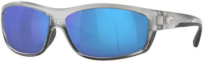 Costa Del Mar Sunglasses for Men - Saltbreak Mens Polarized Sunglasses - Fishing, Boating & Beach UV Protection - Size 65 - Silver/Blue Mirror 580G