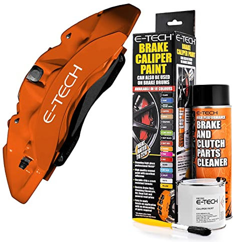 E-TECH Orange Brake Caliper/Drum Paint - EBCP-O - Complete Kit Inc Paint/Cleaner & Brush