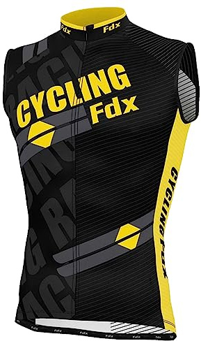 FDX Men's Summer Cycling Jersey Ultralight Sleeveless MTB Bike Top Ylw L
