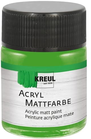 KREUL 75510 - Acryl Mattfarbe, hellgrün im 50 ml Glas, cremig deckende, schnelltrocknende Farbe auf Wasserbasis, für viele verschiedene Untergründe geeignet
