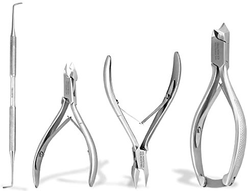 Fußpflege Nagelzangen Set inkl. Eckenheber für die komplette Fußpflege Pediküre aus rostfreiem Edelstahl