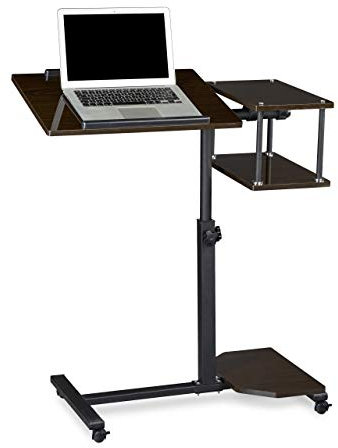 Relaxdays Laptoptisch höhenverstellbar XL HBT: 100 x 77 x 40 cm Großer Notebook Tisch als Sofatisch und Beistelltisch mit 4 bremsbaren Rollen für Tablet mit Mouse Ablage und Antirutsch-Leiste, schwarz