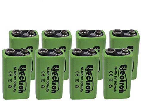 8 X Pila Batteria ricaricabile Ni-Mh 9V 300mAh 9 volt nimh accumulatore battery