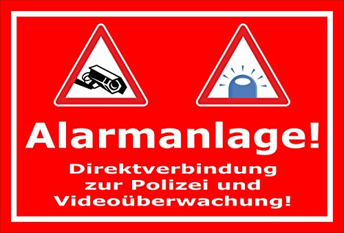 Melis-Folienwerkstatt Schild Alarmanlage Videoüberwachung – 15x10 cm – Aufkleber – mehrere Größen/Materialien