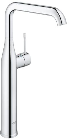 GROHE Essence, Waschtischarmatur hoch, wassersparend (Wasserhahn für das Bad, 36cm hoch, ideal für die Montage hinter dem Waschbecken, einfache Installation), chrom, 32901001