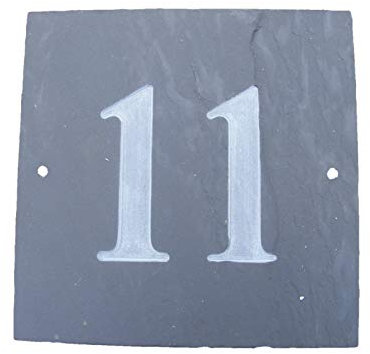 NATURAL GREY SLATE HOUSE DOOR NUMBER 6 x 6 DEEPLY ENGRAVED NATURAL SURFACE SIGN PLAQUE HOUSE WARMING GIFT (11)
