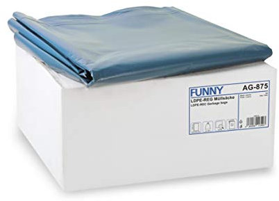Funny - Recycelte Müllbeutel in Blau; reißfeste Müllsäcke 240l extra stark, Typ 80, lose, 1er Pack (1 x 100 Stück)