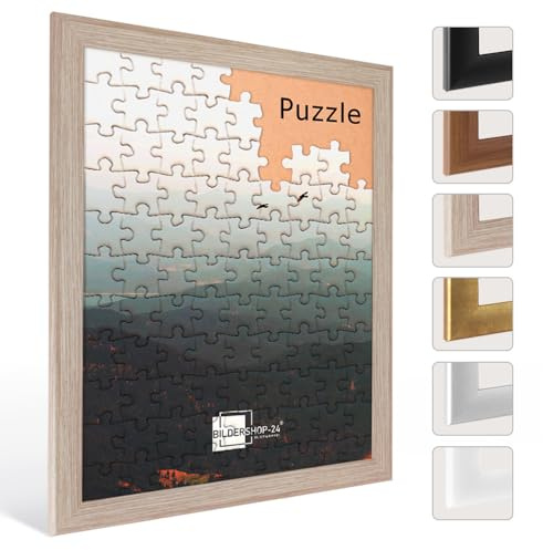 Bildershop-24 Puzzlerahmen Bilderrahmen Valencia 48X68cm Sonoma Eiche hell für ca. 500-1000 Teile