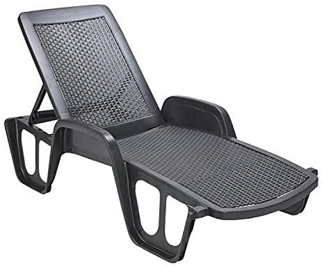 Sonnenliege für den Außenbereich, faltbares Sonnendeck, Stapelbar, Made in Italy, 192 x 71 x 45 cm, Farbe Anthrazit