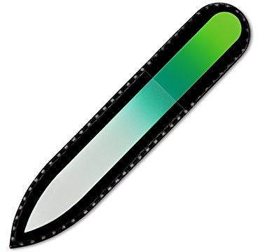 Mont Bleu Lime à ongles en verre coloré livrée dans un étui de velours noir, de petite taille - Lime en verre trempé fabriquée en République tchèque